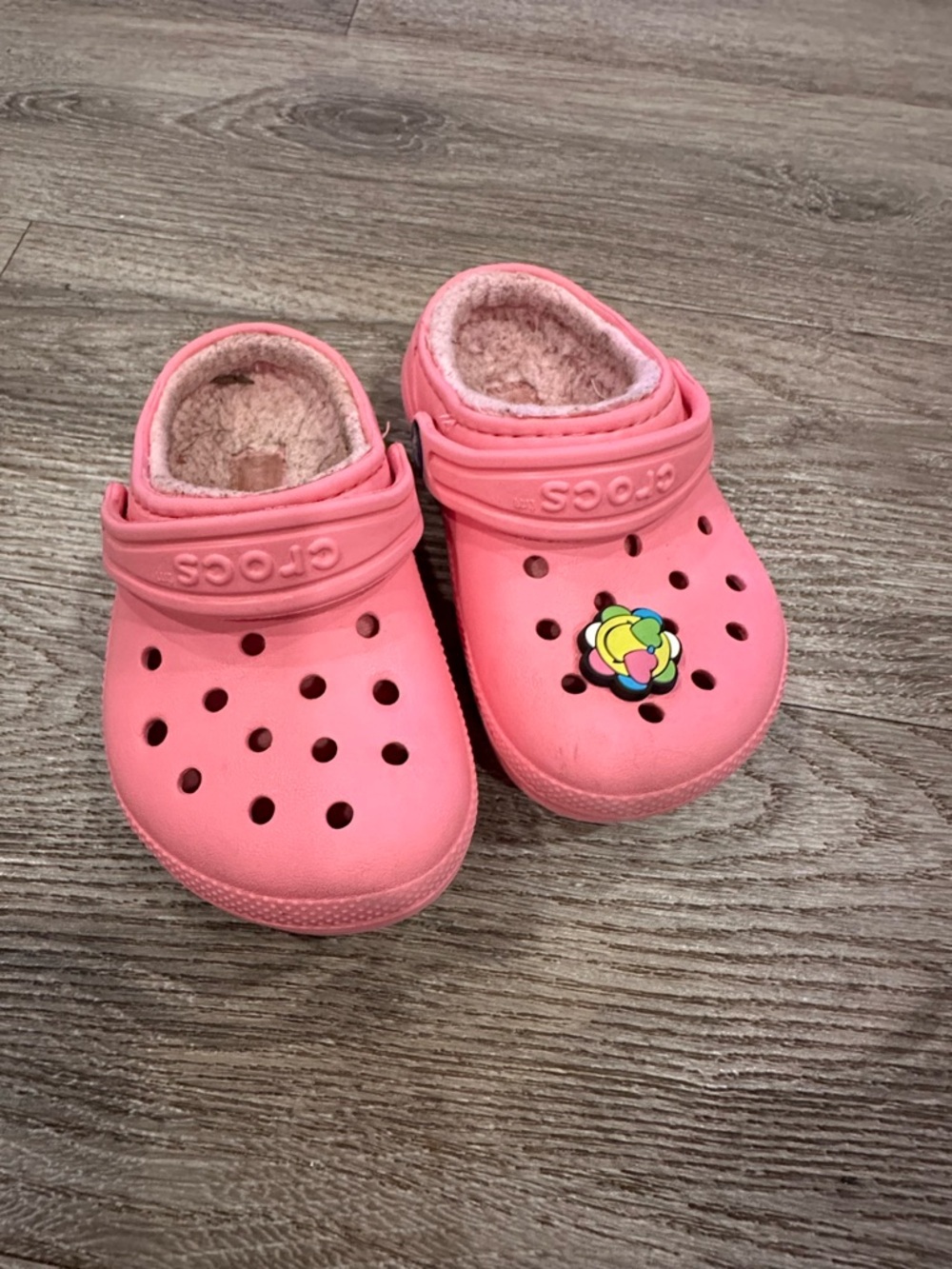 CROCS Kids' Pink Fleece-Lined Clogs